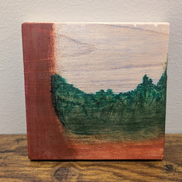 "Four Seasons Tree" Rustic Tree Art on 4.5" Square Wooden Coasters - Picture 5 of 8